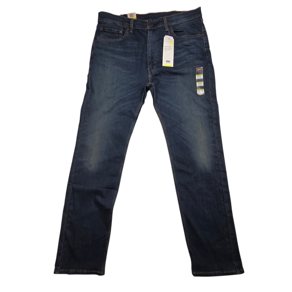 New Levi's 505 Regular Fit Jeans Mens 38x34 Blue Flex Stretch Straight Leg Denim